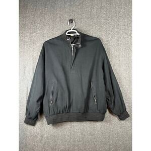 Saxony Silk 4 Golf 1/4 Zip Pullover Vintage Jacket Black 100% Silk